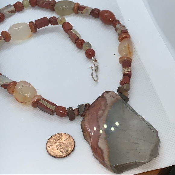 Handcrafted “Sedona” Carnelian Red Jasper & 925 Necklace & Earring Set - Picture 7 of 13